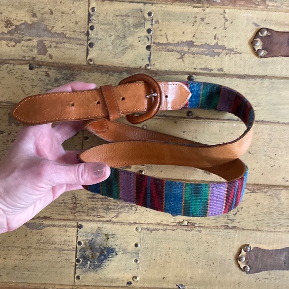VINTAGE BELT BOHO PATCHWORK WESTERN LEATHER BELT SOUTHWEST STYLE UNISEX 36 main image 16